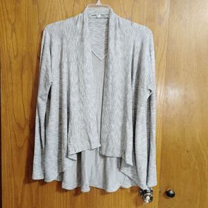 Athleta LARGE Cardigan Sweater Grey Open Front Long Sleeve Casual